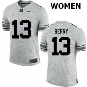 NCAA Ohio State Buckeyes Women's #13 Rashod Berry Gray Nike Football College Jersey FES7245CX